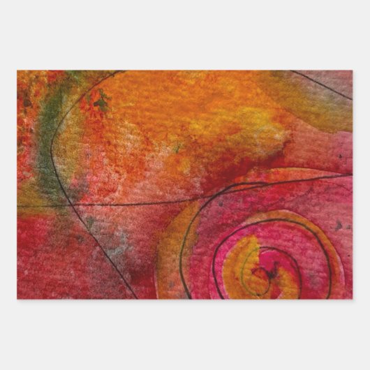 Waterverf en inkt Patroonkunst Abstract Inpakpapier Vel (Voorkant 3)