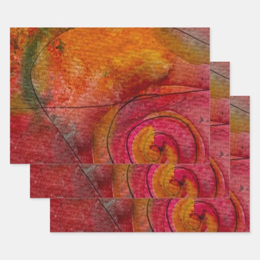 Waterverf en inkt  Patroonkunst Abstract Inpakpapier Vel (Set)