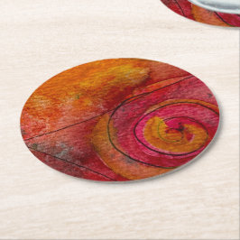 Waterverf en inkt  Patroonkunst Abstract Ronde Kartonnen Onderzetter