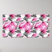 Waterverf en inktafbeelding van rode bloem met poster (Voorkant)