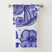 Waterverf en inktbloemen - blauw palet bad handdoek (Insitu)