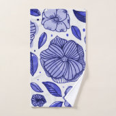 Waterverf en inktbloemen - blauw palet bad handdoek (Handdoek)