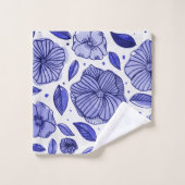Waterverf en inktbloemen - blauw palet bad handdoek (Wasdoekje)