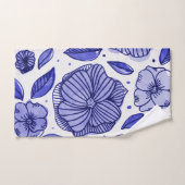 Waterverf en inktbloemen - blauw palet bad handdoek (Handdoek)