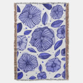 Waterverf en inktbloemen - blauw palet deken (Voorkant Verticaal)