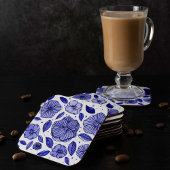 Waterverf en inktbloemen - blauw palet kartonnen onderzetters