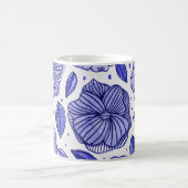 Waterverf en inktbloemen - blauw palet koffiemok (Center)