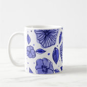 Waterverf en inktbloemen - blauw palet koffiemok (Links)
