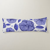 Waterverf en inktbloemen - blauw palet lichaamskussen (Achterkant)