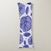 Waterverf en inktbloemen - blauw palet lichaamskussen (Voorkant Verticaal)