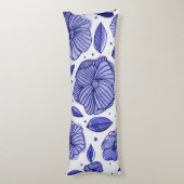 Waterverf en inktbloemen - blauw palet lichaamskussen (Achterkant (Verticaal))