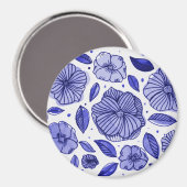 Waterverf en inktbloemen - blauw palet magneet (Voorkant / Achterkant)