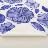 Waterverf en inktbloemen - blauw palet sherpa deken (3/4)