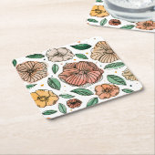 Waterverf- en inktbloemen -  palet kartonnen onderzetters (Schuin)