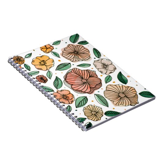 Waterverf- en inktbloemen - palet notitieboek (Rechterzijde)