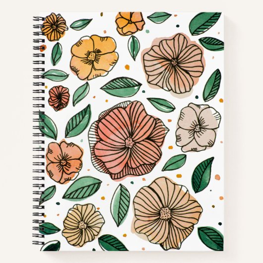 Waterverf- en inktbloemen -  palet notitieboek (Voorkant)