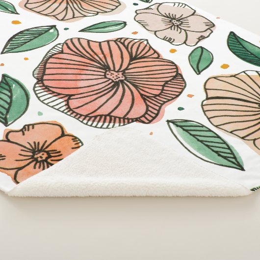 Waterverf- en inktbloemen -  palet sherpa deken (3/4)