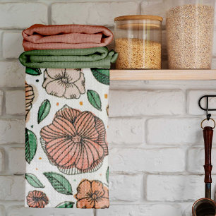 Waterverf- en inktbloemen - palet theedoek