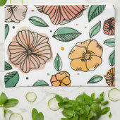 Waterverf- en inktbloemen -  palet theedoek (Gevouwen)