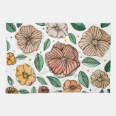 Waterverf- en inktbloemen -  palet theedoek (Horizontaal)