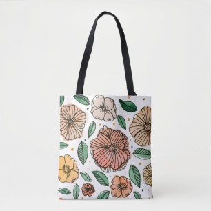 Waterverf- en inktbloemen -  palet tote bag