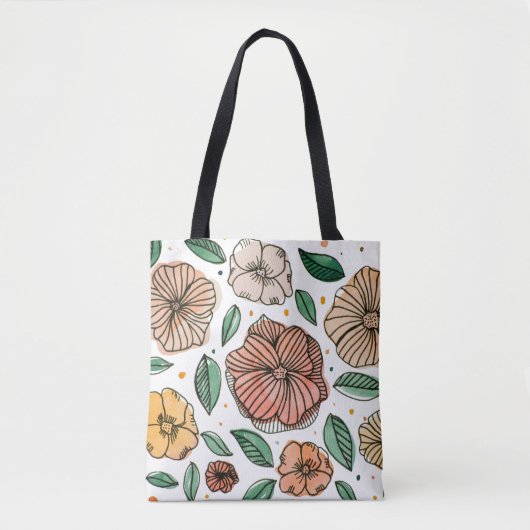 Waterverf- en inktbloemen -  palet tote bag (Voorkant)