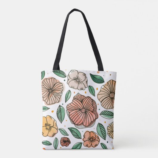 Waterverf- en inktbloemen -  palet tote bag (Achterkant)