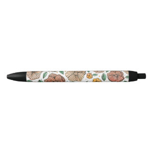 Waterverf- en inktbloemen -  palet zwarte inkt pen