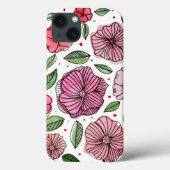 Waterverf en inktbloemen - roze en groen Case-Mate iPhone case (Achterkant)