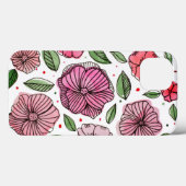 Waterverf en inktbloemen - roze en groen Case-Mate iPhone case (Achterkant (horizontaal))
