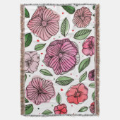 Waterverf en inktbloemen - roze en groen deken (Voorkant Verticaal)