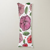 Waterverf en inktbloemen - roze en groen lichaamskussen (Voorkant Verticaal)