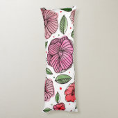 Waterverf en inktbloemen - roze en groen lichaamskussen (Achterkant (Verticaal))