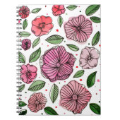 Waterverf en inktbloemen - roze en groen notitieboek (Voorkant)