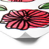 Waterverf en inktbloemen - roze en groen poster (Hoek)