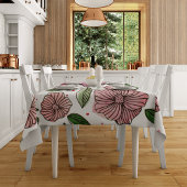 Waterverf en inktbloemen - roze en groen tafelkleed