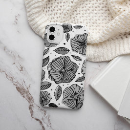 Waterverf en inktbloemen - zwart-wit Case-Mate iPhone case