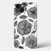 Waterverf en inktbloemen - zwart-wit Case-Mate iPhone case (Achterkant)