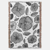 Waterverf en inktbloemen - zwart-wit deken (Voorkant Verticaal)