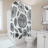 Waterverf en inktbloemen - zwart-wit douchegordijn (In situ)