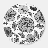 Waterverf en inktbloemen - zwart-wit magneet (Voorkant)