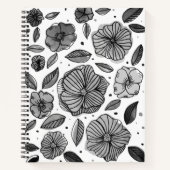Waterverf en inktbloemen - zwart-wit notitieboek (Voorkant)