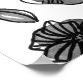 Waterverf en inktbloemen - zwart-wit poster (Hoek)