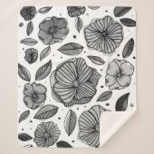 Waterverf en inktbloemen - zwart-wit sherpa deken (Voorkant)