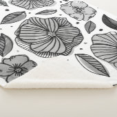 Waterverf en inktbloemen - zwart-wit sherpa deken (3/4)