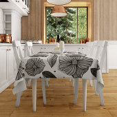 Waterverf en inktbloemen - zwart-wit tafelkleed