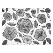 Waterverf en inktbloemen - zwart-wit tafelkleed (Voorkant (Horizontaal))