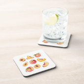 Waterverf en kleurrijke verse perzikplakjes, bier onderzetter (Rechterzijde)