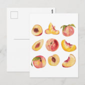 Waterverf en kleurrijke verse perzikplakjes, briefkaart (Voorkant / Achterkant)
