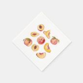 Waterverf en kleurrijke verse perzikplakjes, servet (Hoek)